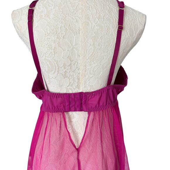 Cacique fuchsia Unconventional lace babydoll 18 20 Plus Intimates Coquette Y2K - Picture 2 of 6